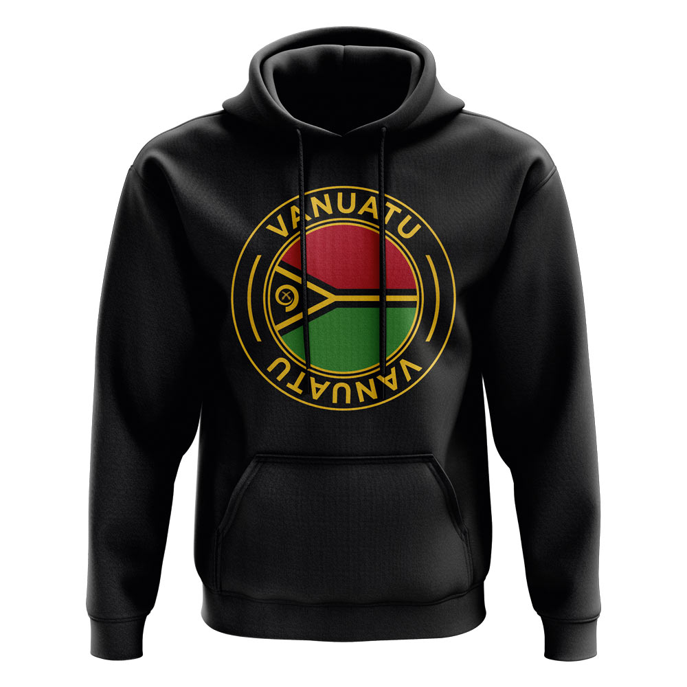 Click to view product details and reviews for Vanuatu Football Badge Hoodie Black.