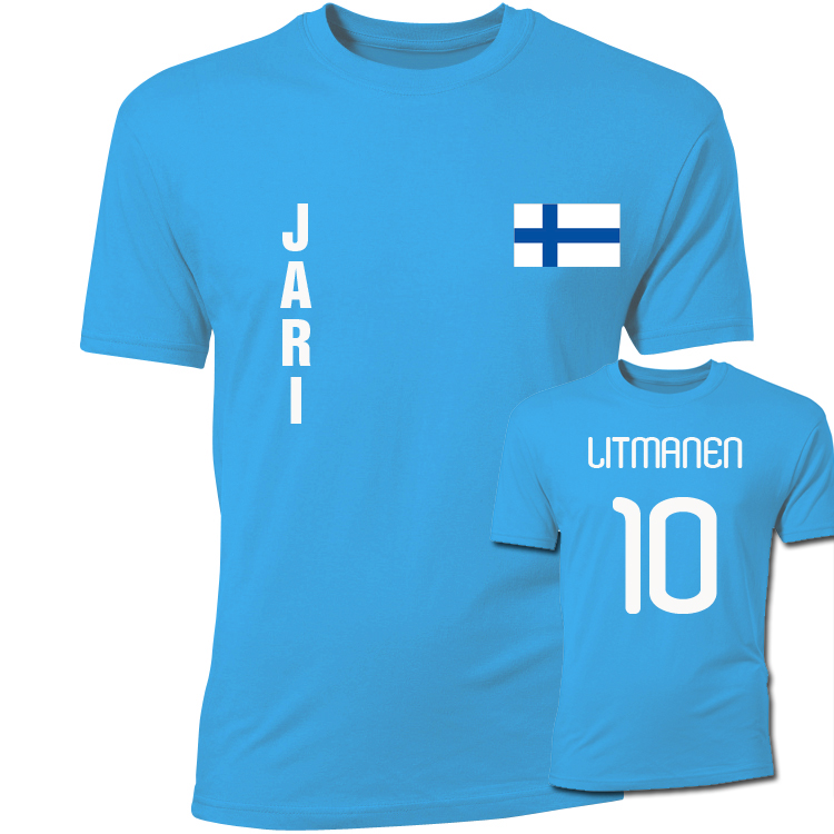 Jari Litmanen Finland Flag T-Shirt (Sky Blue) [TSHIRTSKYKIDS,TSHIRTSKY ...